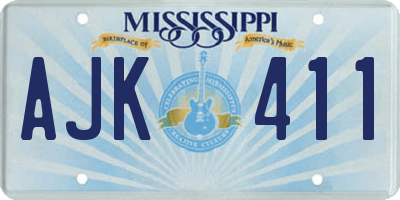 MS license plate AJK411