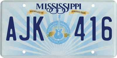 MS license plate AJK416