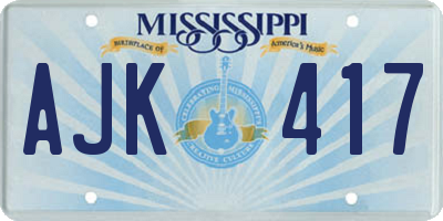 MS license plate AJK417