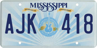 MS license plate AJK418