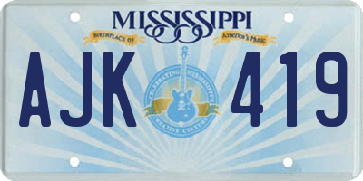MS license plate AJK419