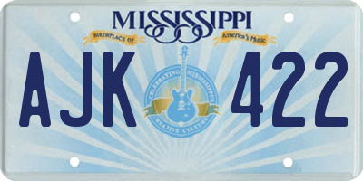 MS license plate AJK422