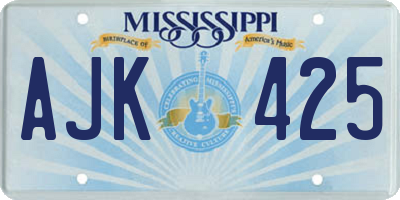 MS license plate AJK425
