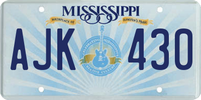 MS license plate AJK430