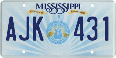 MS license plate AJK431