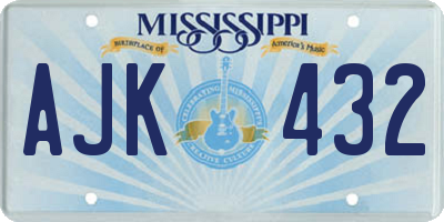 MS license plate AJK432