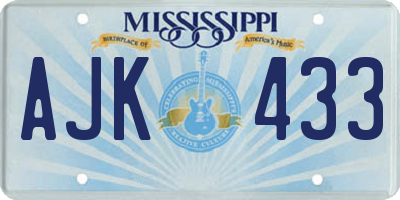 MS license plate AJK433