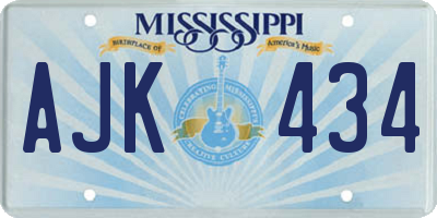 MS license plate AJK434