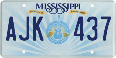 MS license plate AJK437