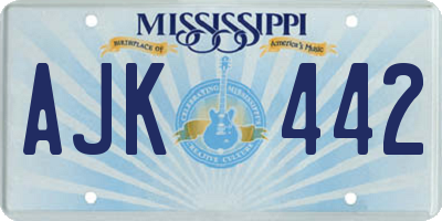 MS license plate AJK442