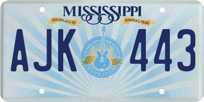 MS license plate AJK443