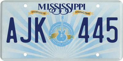 MS license plate AJK445