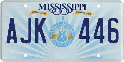 MS license plate AJK446