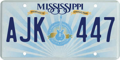 MS license plate AJK447