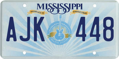 MS license plate AJK448