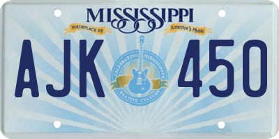 MS license plate AJK450