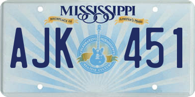 MS license plate AJK451