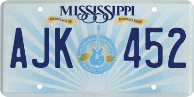 MS license plate AJK452