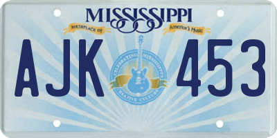 MS license plate AJK453