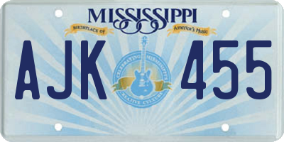 MS license plate AJK455