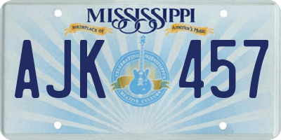 MS license plate AJK457