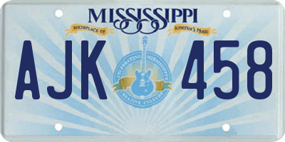 MS license plate AJK458