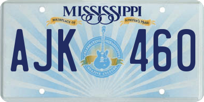 MS license plate AJK460