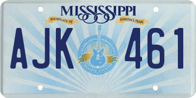 MS license plate AJK461