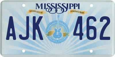 MS license plate AJK462
