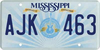 MS license plate AJK463