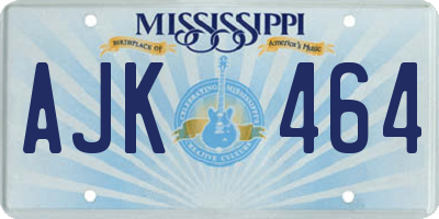 MS license plate AJK464