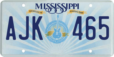 MS license plate AJK465