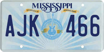 MS license plate AJK466
