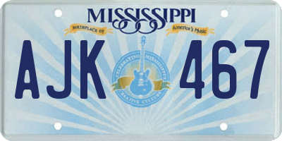 MS license plate AJK467