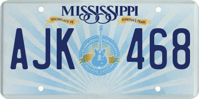 MS license plate AJK468