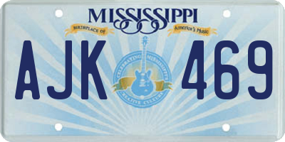 MS license plate AJK469