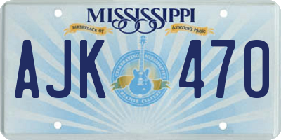 MS license plate AJK470