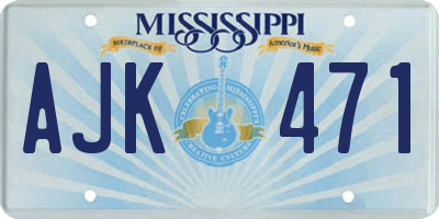 MS license plate AJK471
