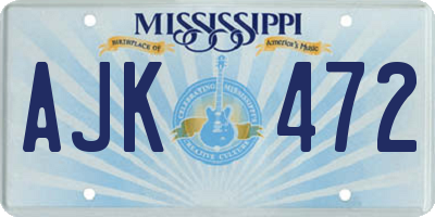 MS license plate AJK472