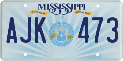 MS license plate AJK473