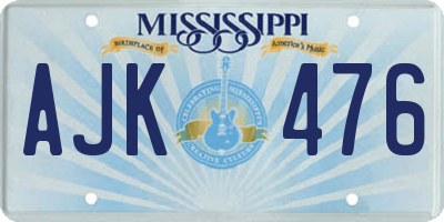 MS license plate AJK476