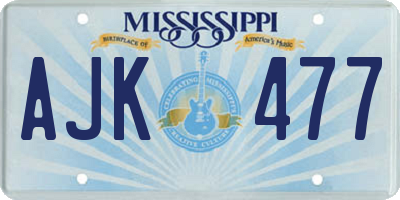 MS license plate AJK477