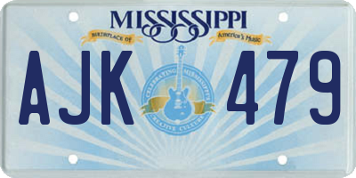 MS license plate AJK479