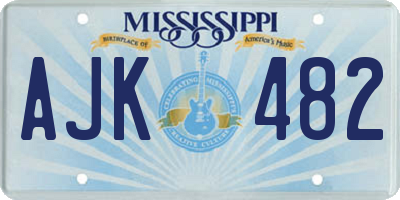 MS license plate AJK482