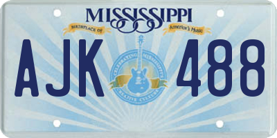 MS license plate AJK488