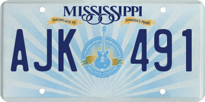 MS license plate AJK491