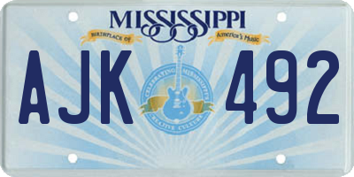 MS license plate AJK492