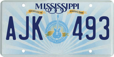 MS license plate AJK493