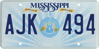 MS license plate AJK494