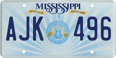 MS license plate AJK496